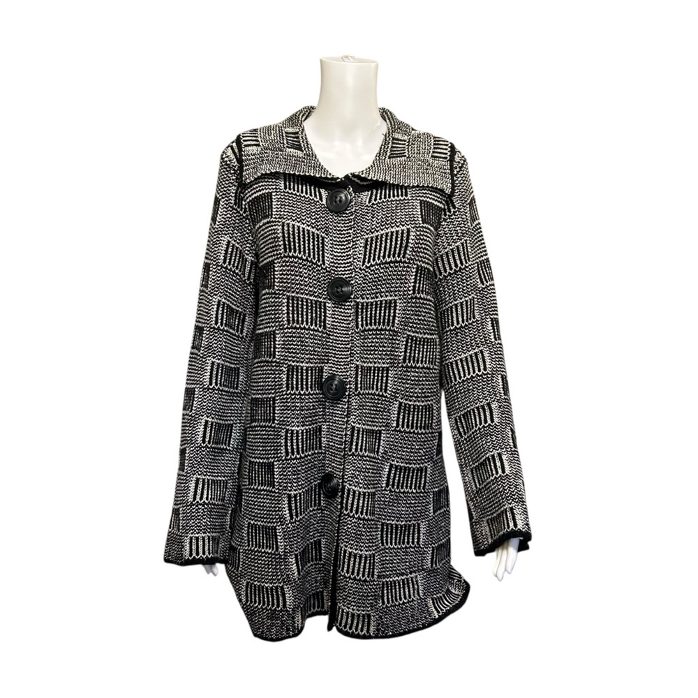 Tabi Long Line Cardigan Black Metallic Size L